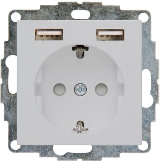 Kopp Inbouwstopcontact Athenis Randaarde 1-polig + 2 Usb Grijs Ip20