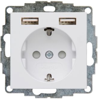 Kopp Inbouwstopcontact Athenis Randaarde 1-polig + 2 Usb Wit Ip20