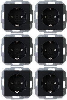 Kopp Inbouwstopcontact Athenis Randaarde 1-polig Zwart Ip20 6 Stuks