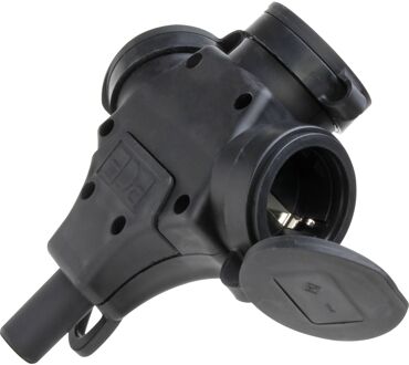 Kopp Spatwaterdicht Stopcontact Horizontaal Geaard Lateraal 3-polig Zwart Ip44