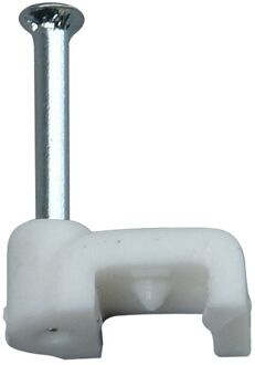 Kopp Spijkerclip Vlak + Spijker 25mm Wit 50st.
