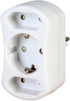 Kopp Stekker Adapter Geaard/euro 3-voudig Wit