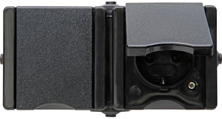 Kopp Stopcontact Proaqa Geaard 2-voudig Horizontaal Zwart