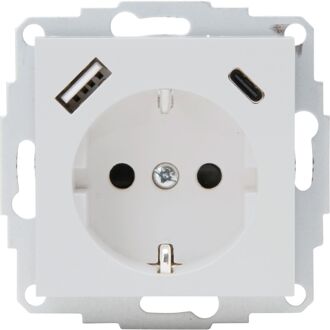 Kopp Wandcontactdoos Athenis - 1-voudig Inbouw - Randaarde - Usb-a/c - Betongrijs Mat