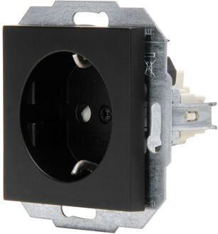 Kopp Wandcontactdoos - Athenis HK07 - Inbouw - 1-voudig Enkel Stopcontact - Randaarde - Shutter - Kinderbeveiliging - Mat Zwart