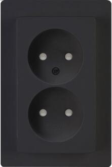 Kopp Wandcontactdoos - Paris HK05 - Inbouw - 1-voudig Dubbel Stopcontact - Kinderbeveiliging - Mat Zwart