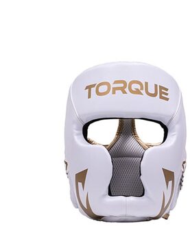 Koppel Boksen Hoofdbeschermer Helm Voor Kinderen Pu Apparatuur Muay Thai Guantes De Boxeo Gratis Vechten Mma Sanda Training Taekwondo wit goud / M