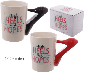 Koppels Hand Painted Keramische Mokken Meisje Gereedschap Beauty Kit Handvat Koffie Mok Föhn Borstel Handvat Mok Thee cup heels