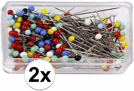 Kopspelden/naaispelden - 400x stuks - 31 mm - gekleurd - hobby steekspelden
