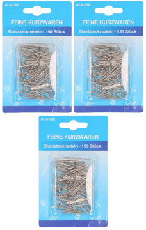 Kopspelden/steekspelden - 150x stuks - zilver - 30 mm - hobby naaispelden