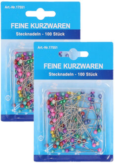 Kopspelden/steekspelden - 200x stuks - 35 mm - multi kleuren - hobby spelden