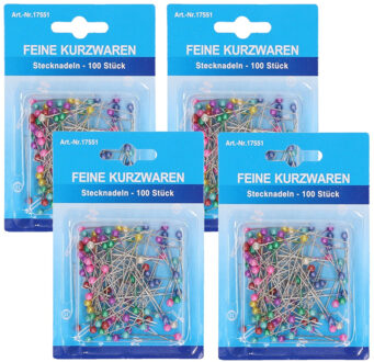 Kopspelden/steekspelden - 400x stuks - 35 mm - multi kleuren - hobby spelden