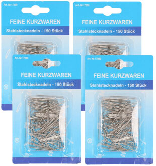 Kopspelden/steekspelden - 600x stuks - zilver - 30 mm - hobby naaispelden