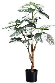 Kopu Kopu® Kunstplant Monstera Variegata 80 cm - 21 bladeren - Gatenplant Groen