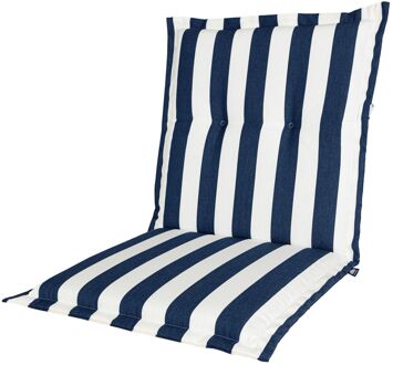 Kopu Kopu® Mila Navy - Comfortabel Tuinkussen met Lage Rug - Blauw|Wit