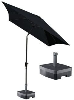 Kopu Kopu® rechthoekige parasol Bilbao 150x250 cm met voet - Black Zwart