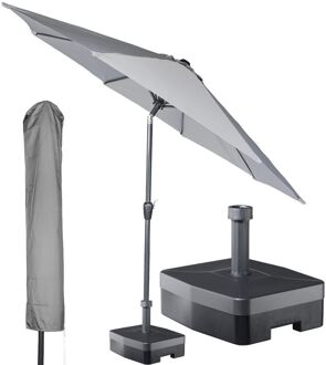 Kopu Kopu® ronde stokparasol 300 cm Calma met hoes en voet - Light Grey Grijs