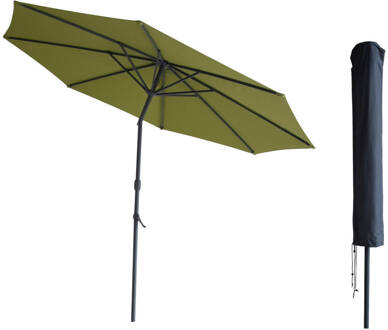 Kopu Kopu® Valencia Parasol Rond 300 cm met Beschermhoes - Olijfgroen