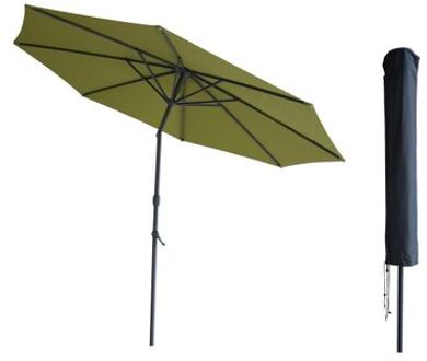 Kopu Kopu® Valencia Parasol Rond 300 cm met Beschermhoes - Olijfgroen