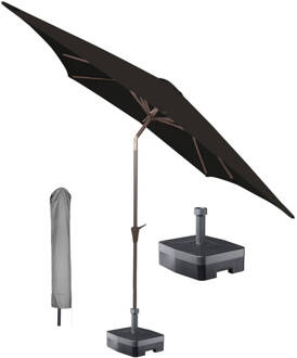 Kopu Kopu® vierkante parasol Altea 230x230 cm met hoes en voet - Black Zwart