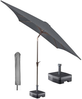 Kopu Kopu® vierkante parasol Altea 230x230 cm met hoes en voet - Grey Grijs