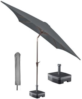 Kopu Kopu® vierkante parasol Altea 230x230 cm met hoes en voet - Grey Grijs