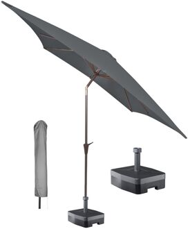 Kopu Kopu® vierkante parasol Altea 230x230 cm met hoes en voet - Grey Grijs