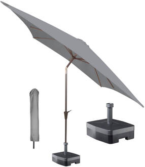 Kopu Kopu® vierkante parasol Altea 230x230 cm met hoes en voet Light Grey Grijs