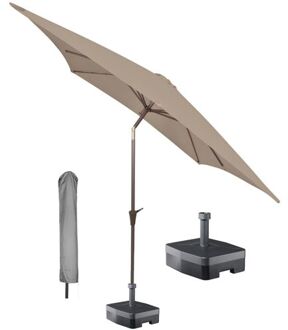 Kopu Kopu® vierkante parasol Altea 230x230 cm met hoes en voet - Taupe