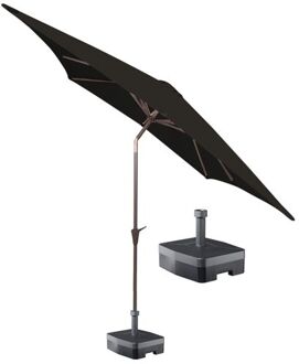Kopu Kopu® vierkante parasol Malaga 200x200 cm met voet - Black Zwart