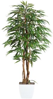 Kopu® Kunstplant Ficus 150 cm in witte pot - 720 bladeren Groen