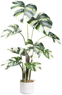 Kopu® Kunstplant Monstera Variegata 100 cm - 9 bladeren - Gatenplant Groen