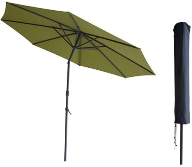 Kopu® Valencia Parasol Rond 300 cm met Beschermhoes - Olijfgroen