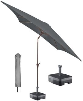 Kopu® vierkante parasol Altea 230x230 cm met hoes en voet - Grey Grijs