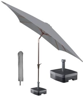 Kopu® vierkante parasol Altea 230x230 cm met hoes en voet Light Grey Grijs