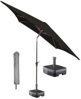 Kopu® vierkante parasol Malaga 200x200 cm met hoes en voet - Black Zwart