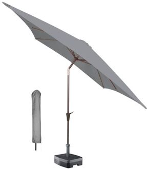 Kopu® vierkante parasol Malaga 200x200 cm met hoes - Light Grey Zilver