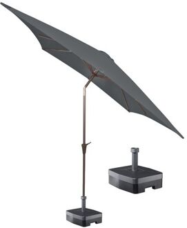 Kopu® vierkante parasol Malaga 200x200 cm met voet - Grey Grijs