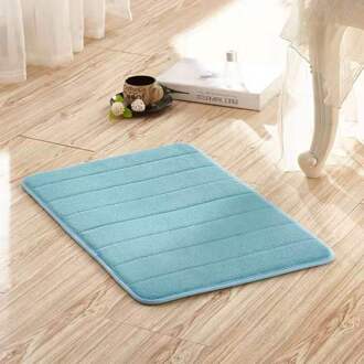 Koraal Fluwelen Badkamer Tapijt Vloermat Huishoudelijke Water-Absorberend Antislip Memory Foam Keuken Vloermat Badkamer Douche mat T0191-licht blauw