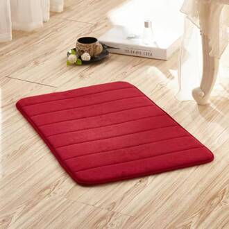 Koraal Fluwelen Badkamer Tapijt Vloermat Huishoudelijke Water-Absorberend Antislip Memory Foam Keuken Vloermat Badkamer Douche mat T0191-rood