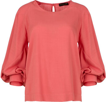 Koraal linnen top met bisschopsmouwen - XL