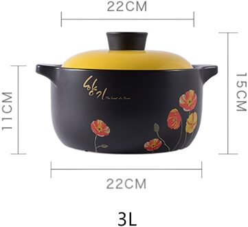 Korea Keramische Braadpan Soeppan Kleine Bloem Geel Deksel Stoofpot Steelpan Koken Gereedschap Huishoudelijke Keuken Levert Grote Kookpot 1stk 3L pot
