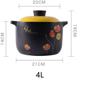 Korea Keramische Braadpan Soeppan Kleine Bloem Geel Deksel Stoofpot Steelpan Koken Gereedschap Huishoudelijke Keuken Levert Grote Kookpot 1stk 4L pot
