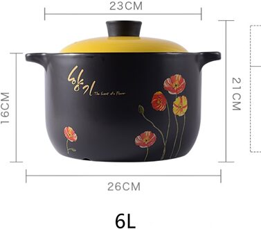 Korea Keramische Braadpan Soeppan Kleine Bloem Geel Deksel Stoofpot Steelpan Koken Gereedschap Huishoudelijke Keuken Levert Grote Kookpot 1stk 6L pot