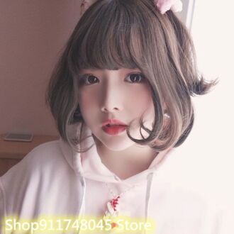 Korea Pruik Kort Haar Bobo Hoofd Air Pony Kort Krullend Haar Pruik Innerlijke Gesp