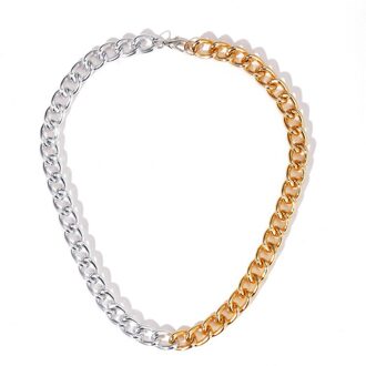 Korea Punk Trendy Ketting Sleutelbeen Ketting Voor Vrouwen Sieraden Choker Asymmetrische Splice Dikke Ketting Gouden En Zilveren Stiksels