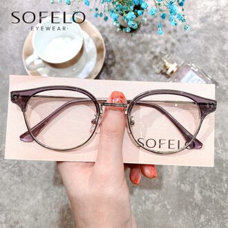 Korea Retro Ronde Optische Glazen Frame Vrouwen Anti Blauw Licht Bijziendheid Brillen Frame Recept Vintage Computer Eyewear grijs