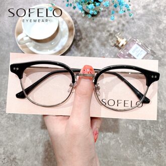 Korea Retro Ronde Optische Glazen Frame Vrouwen Anti Blauw Licht Bijziendheid Brillen Frame Recept Vintage Computer Eyewear zwart zilver