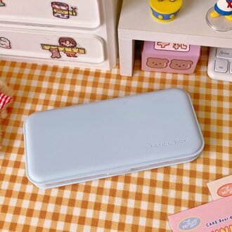 Korea Schattige Briefpapier Doos Grote Capaciteit Transparante Frosted Etui Organizer Meisjes Scholieren Plastic Potlood Doos blauw