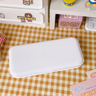 Korea Schattige Briefpapier Doos Grote Capaciteit Transparante Frosted Etui Organizer Meisjes Scholieren Plastic Potlood Doos wit